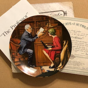 The Professor - Vintage Collector Plate - Norman Rockwell - Knowles China Company - Original Box - Circa 1986 -  FREE SHIPPING