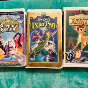 Vintage Walt Disney Limited Edition VHS Tapes -Peter Pan, Bambi, Sleeping Beauty-FREE SHIPPING