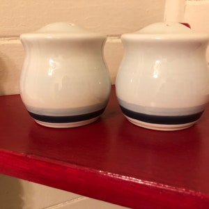 Vintage Pfaltzgraff Salt & Pepper Shakers Set - Stoneware -Sky Pattern - FREE SHIPPING