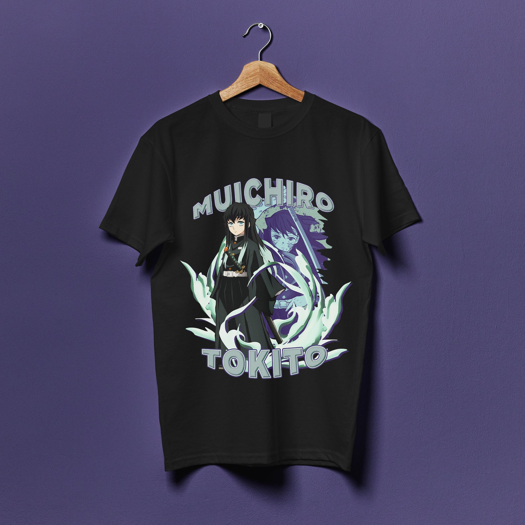 Demon Slayer: Kimetsu no Yaiba Bottle T-Shirt L Pattern Muichiro