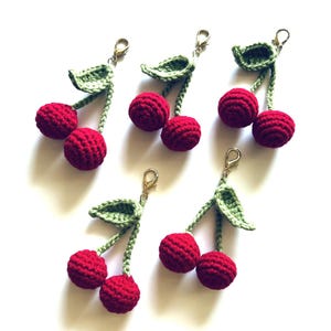 Cherry Bag Charm, Bag Charm, Purse Charm, Backpack Charm, Cherry, Crochet Cherry, Crochet, Accessories, Keychain, Fashion, Handmade, Gift