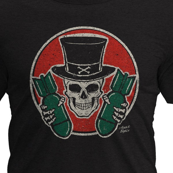 Top Hat Skull and Bombs T-Shirt