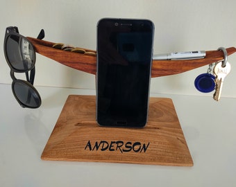 Gift for Boyfriend, Engraved Phone Stand, Personalized Desk Accessorys,Nightstand Organizer, Custom Charging Station for Men