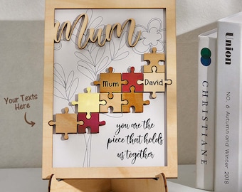 Personalisiertes Namenspuzzle, kreative Holzgeschenke für Mama