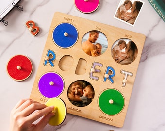 Kundenspezifisches Foto-graviertes Puzzle Kreative hölzerne Baby Montessori Geschenke