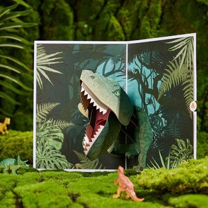 Tyrannosaurus Rex Dinosaurier 3D Pop Up Grußkarte