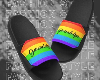 Personalized Colorful Velcro Slide Sandals with Text