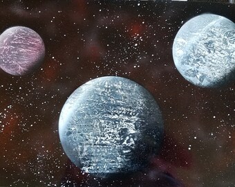 Handmade Spray Art of Planetary System
