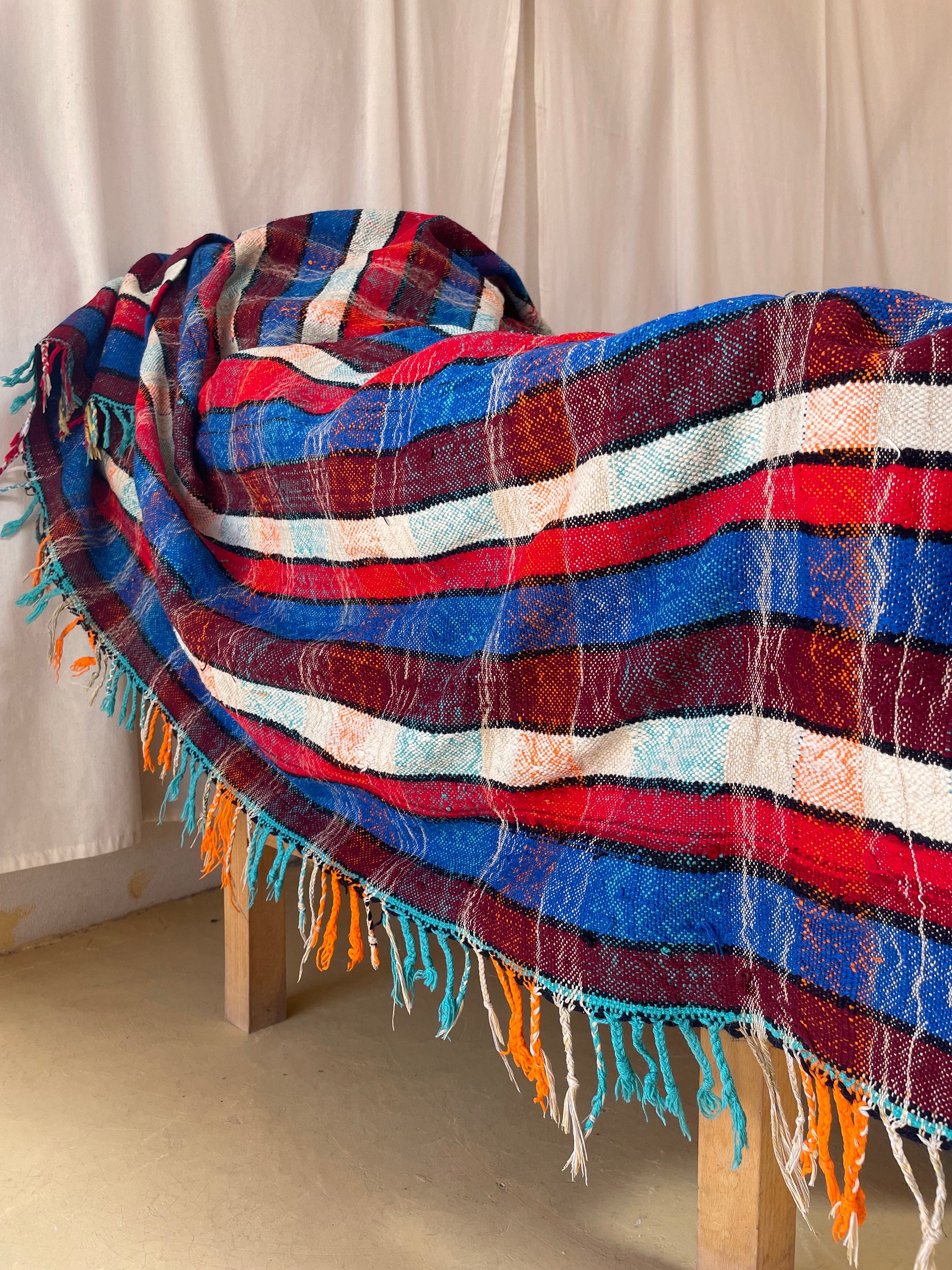 Unique Vintage Handwoven Moroccan Berber Blanket Handmade Moroccan ...