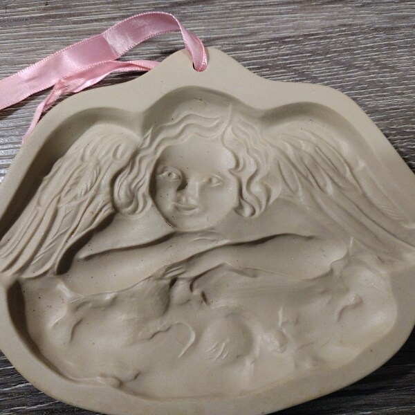 1992 Brown Bag Cookie Art Mold - Hill Design Inc - Angel Cherub Face