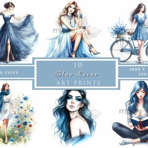 Clipart de niña en acuarela, 10 jpg, niña genial, descarga digital, arte de pared, creación de tarjetas, diario basura, álbum de recortes digital, manualidades con papel digital