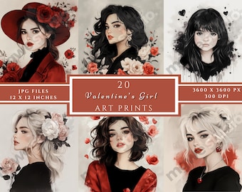 Valentine's Girl Clipart: 20 Fashion Illustrations (Digital Download)