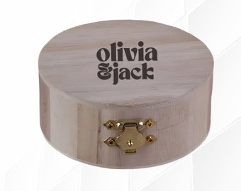 Personalized Engraved Round Wood Box: Custom Keepsake Gift
