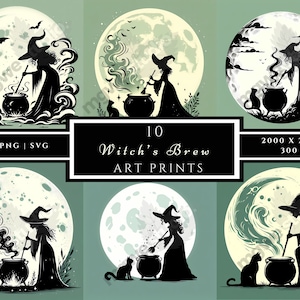 10 Witch Clipart Fantasy Caldron Digital Art Halloween Clip Art Mystical Digital Art Print Direct Download High Quality Prints