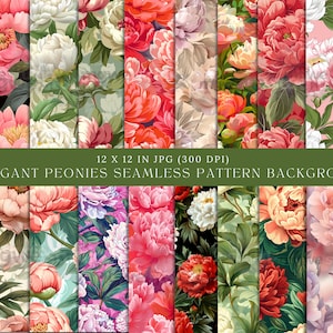Pfingstrose Digitales Papier Floral nahtlose Pfingstrose Hintergrund Digital Download Hochwertige Kulisse Floral Digitalpapier, Vintage Floral Pfingstrosen