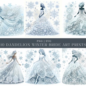 10 Bride Clipart, PNG and SVG, High Quality, Winter Wedding Digital Art, Wedding Invitation Art, Winter Art, Digital Art Print