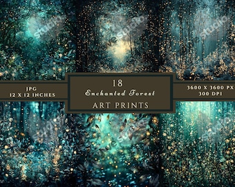 Cyfrowy papier Enchanted Forest – Magiczne tła leśne w formacie JPG do scrapbookingu, dzienników i rękodzieła (do pobrania w wersji cyfrowej)