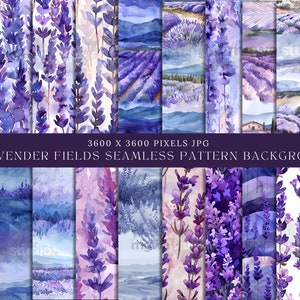 Lavendel Felder Digitales Papier Lavendel Musterdesign Lila Hintergrund Digital Download Lavendel Aquarell Hintergrund Floral Digitales Papier