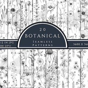 Floral papier numérique botanique fond transparent en téléchargement numérique haute qualité papier numérique botanique, journal indésirable, scrapbooking