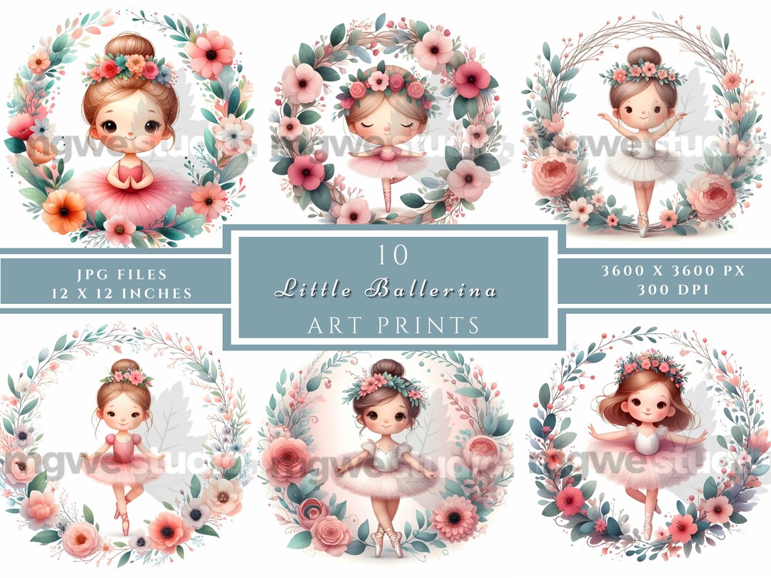 Watercolor Girl Clipart, 10 Jpg, Little Ballerina Girl, Digital ...