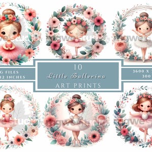 Aquarell Mädchen, Clipart, 10 jpg, Ballerina Mädchen, digitaler Download, Wandkunst, Kartenherstellung, Junk Journal, digitales Papierhandwerk