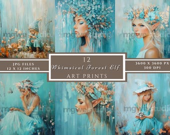 Elf Clipart: 12 Whimsical Forest Illustrations (Digital Download)