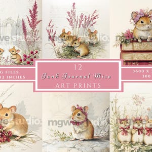 Jolie petite souris, kit de journal indésirable, vintage, pages de journal, journal indésirable, Woodland, fantaisie, souris, éphémère, imprimable, scrapbooking, téléchargement