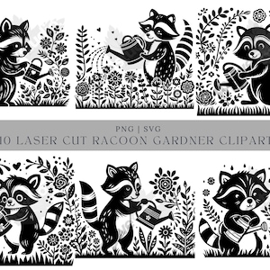 Raccoon SVG Bundle, Raccoon Svg, Raccoon Gardner Svg, Raccoon Png, Raccoons Svg Png, Raccoon Cut File, Raccoon Silhouette, Raccoon