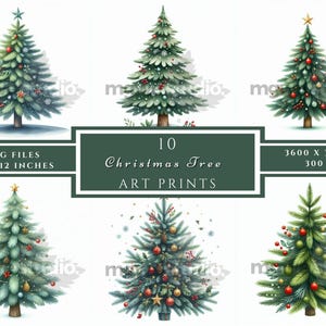 Christmas Tree Clipart, Commercial use, Watercolor Clipart, Digital Download, Card Making, Clip Art, Digital Paper Craft, Junk Journal, JPG