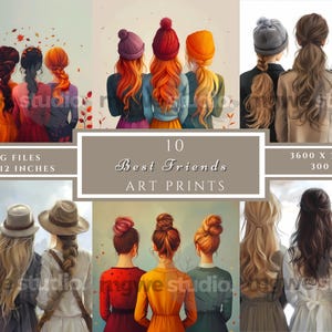 Beste vriend aquarel clipart bundel, vriendschap clipart, zus clipart, vrouw clipart, vriend png, digitale download, plakboek png,