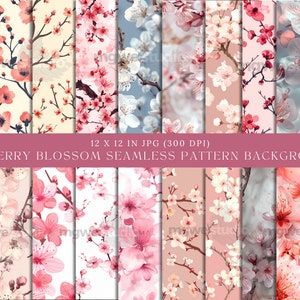 Kirschblüte Digitales Papier Florales Musterdesign rosa Hintergrund Digitaler Download Hochwertige Kulisse Florales Digitales Papier