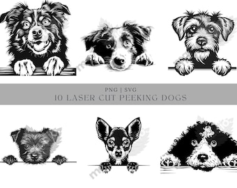 Peeking Dog SVG Clipart: 10 Breeds, Laser Cut Files