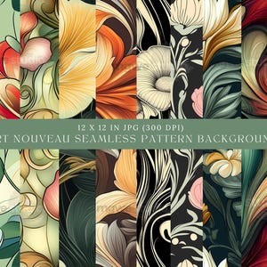 Jugendstil Digitales Papier Floral Nahtlose Deko Hintergrund Digital Download Hochwertige Kulisse Floral Digital Papier, Vintage Floral