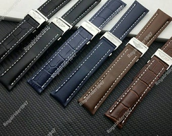 20mm,22mm,24mm  breitling bracelet,tape,band replacement leather strap  straight ends with clasp buckle for breitling watches