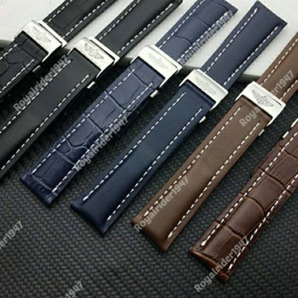 20mm,22mm,24mm  breitling bracelet,tape,band replacement leather strap  straight ends with clasp buckle for breitling watches