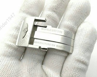 20mm high grade breitling silver, polished clasp for breitling watches