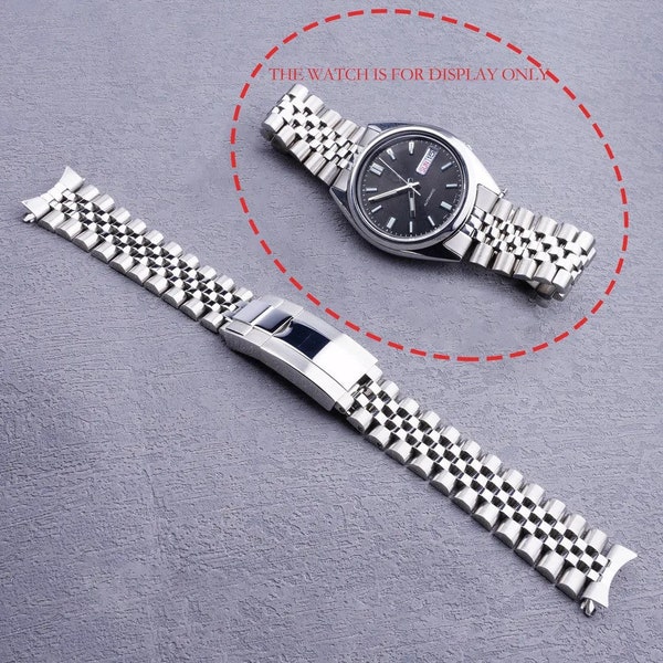 19mm Sliver Hohl Geschwungenes Ende Massiv Schraubverschluss Uhrenarmband Jubilee strap