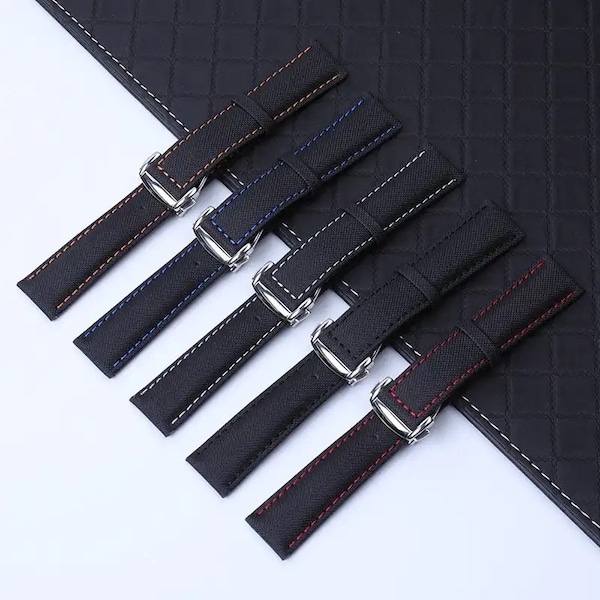 19mm,20mm 21mm,22mm,Mega fabric leather bracelet tape band strap with clasp for seamaster planet ocean speed master watches