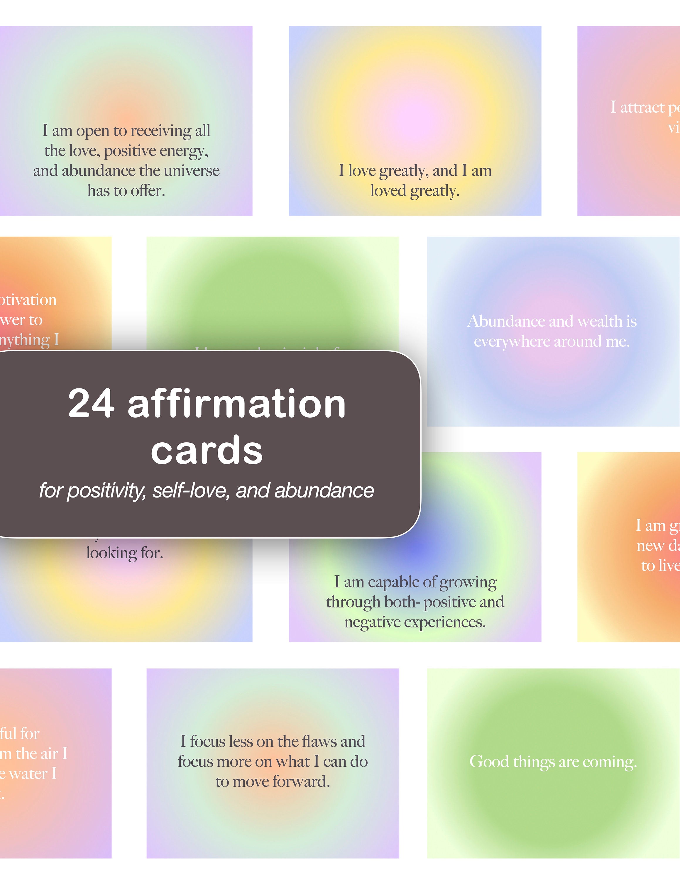 Digital Printable 24 Affirmation Cut-out Cards for Positivity - Etsy Digital Printable 24 Affirmation Cut-out Cards for Positivity - Etsy