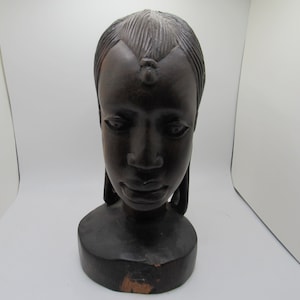 Wonderful 8&quot; ebony carved Maasai male bust from Tanzania