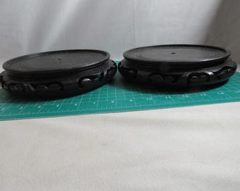 2 Large Chinese carved wood display stands 7"