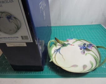 Franz Collection Porcelain Hummingbird Iris Vase, Vintage Home