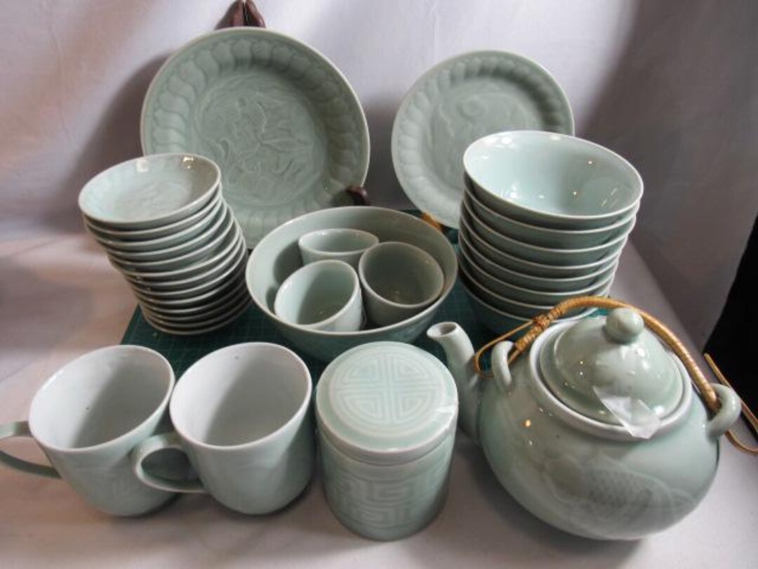 31 Chinese Longquan Celadon Jade Porcelain Koi Fish Dinnerware - Etsy