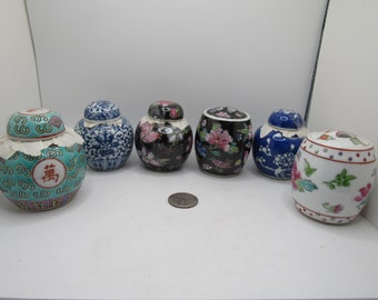 6 rare vintage Chinese small ginger jars