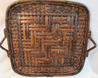 Vintage Philippine Ifugao square 16" basket tray