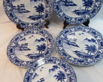 Beautiful Canton Blue brand dishes, 4 soup bowls, 4 salad plates, 4 dinner