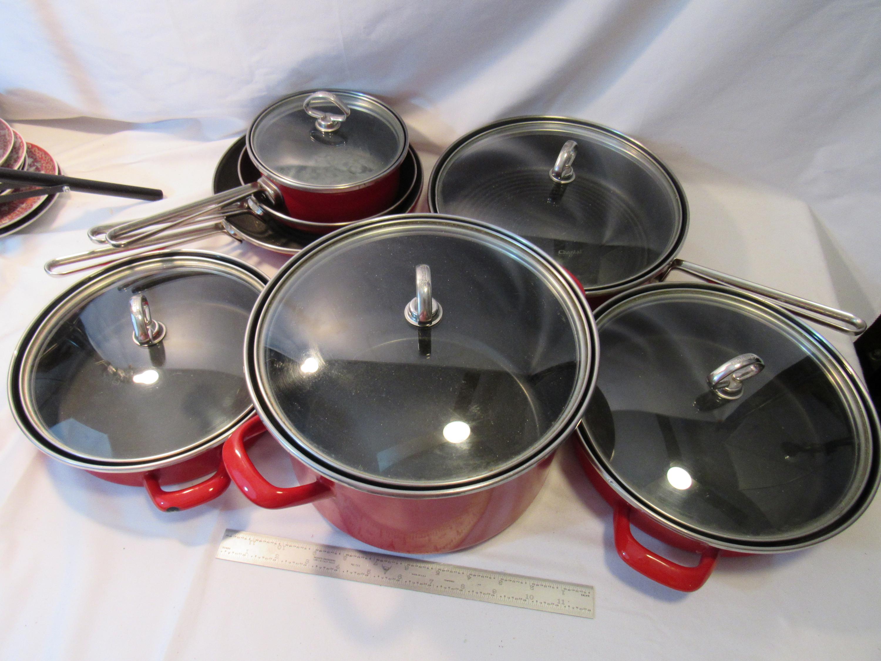 12 Piece Used Vtg Chantal Enamel on Steel Red Cookware Etsy