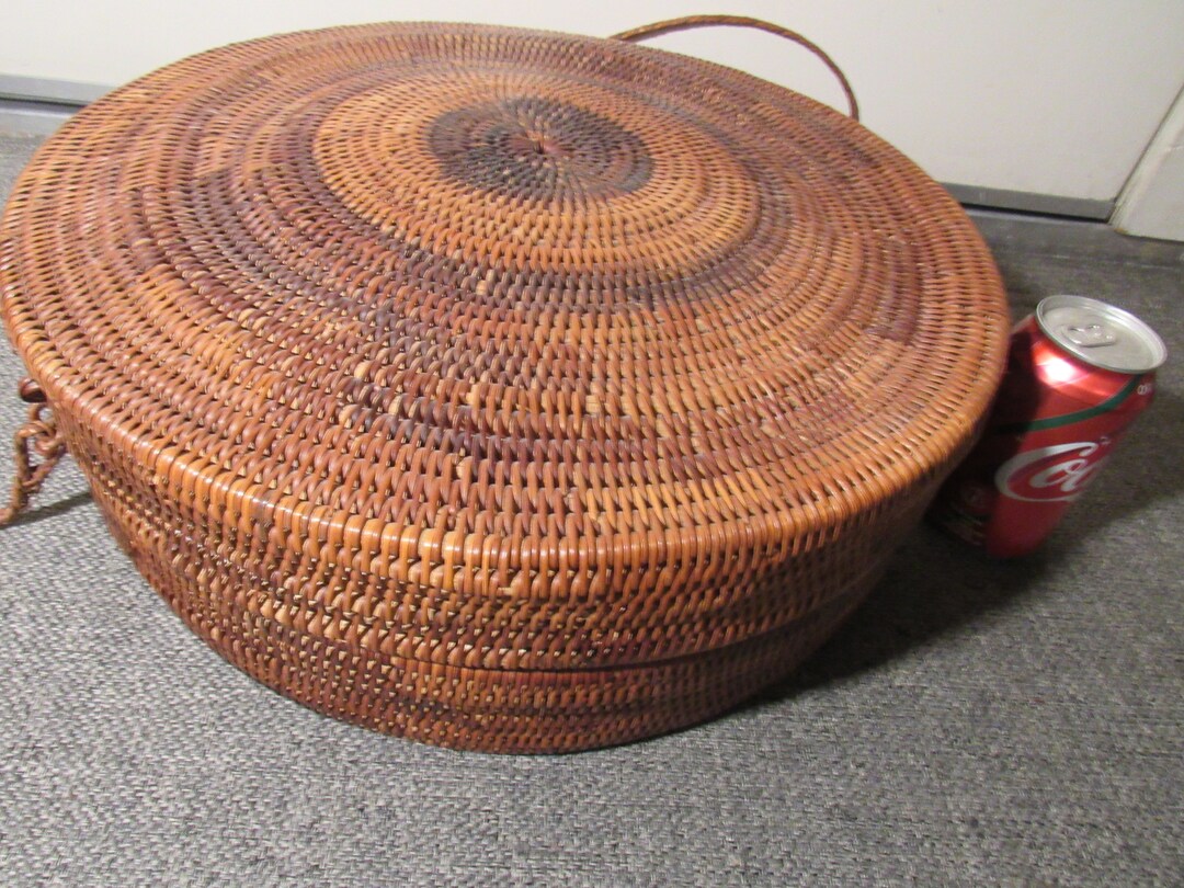 Round Covered Vintage Philippine Basket Etsy