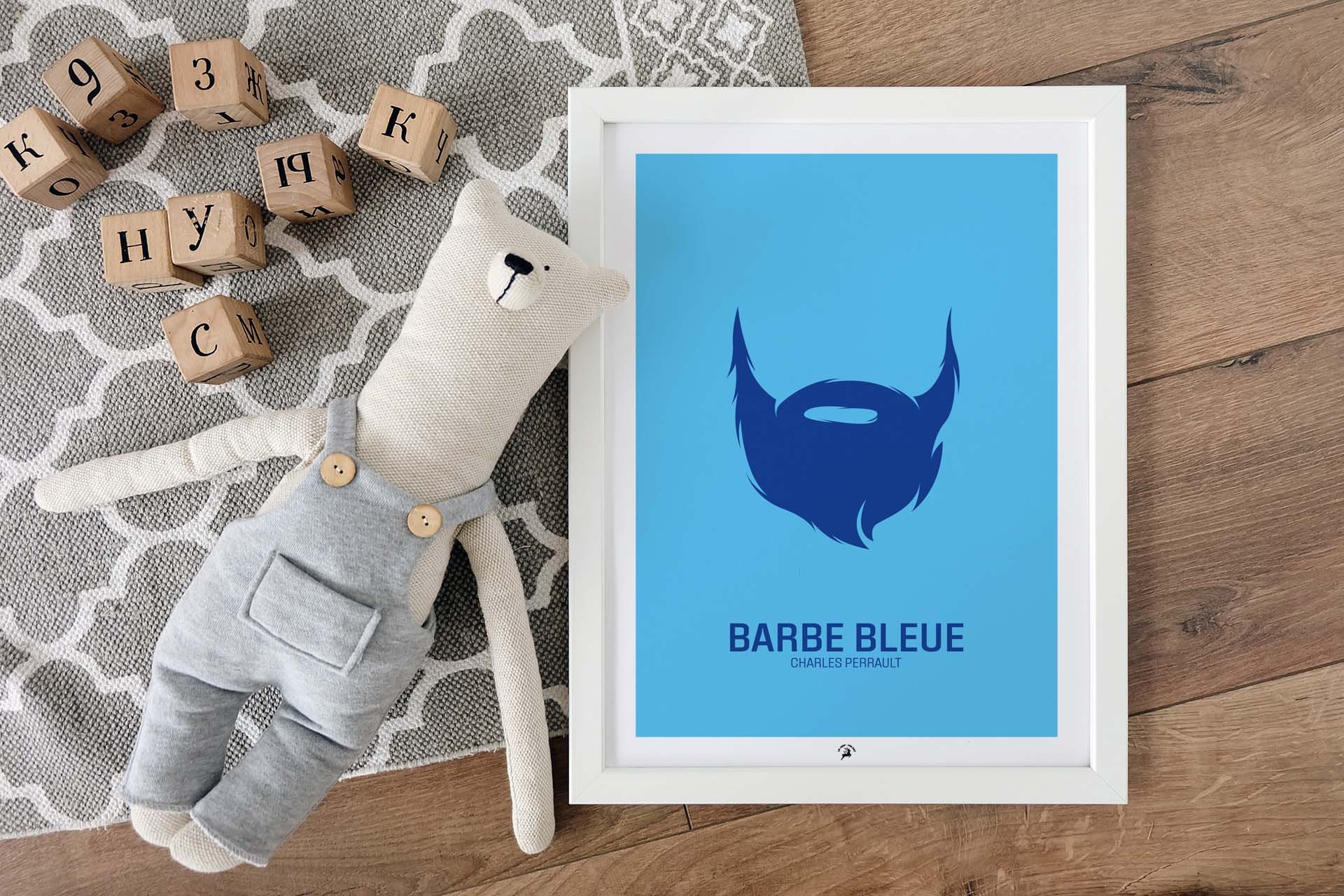 Affiche Barbe Bleue, Décoration Chambre d'enfants, Poster Contes Pour Enfant, Cadeau de Naissance, A