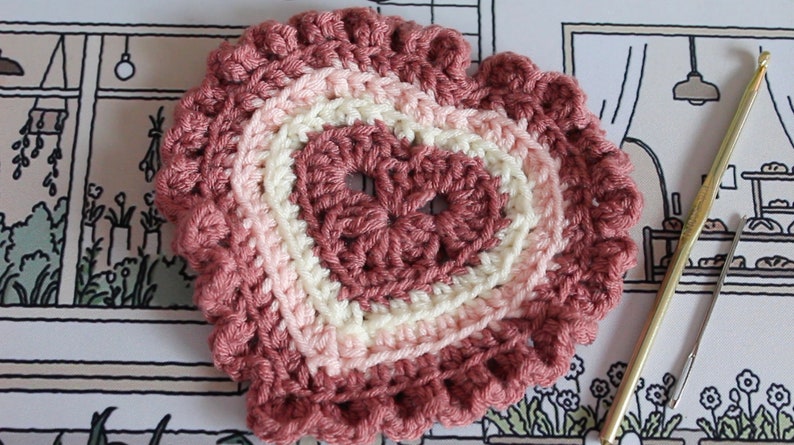 Crochet Heart Coaster PDF Pattern Tutorial - Etsy